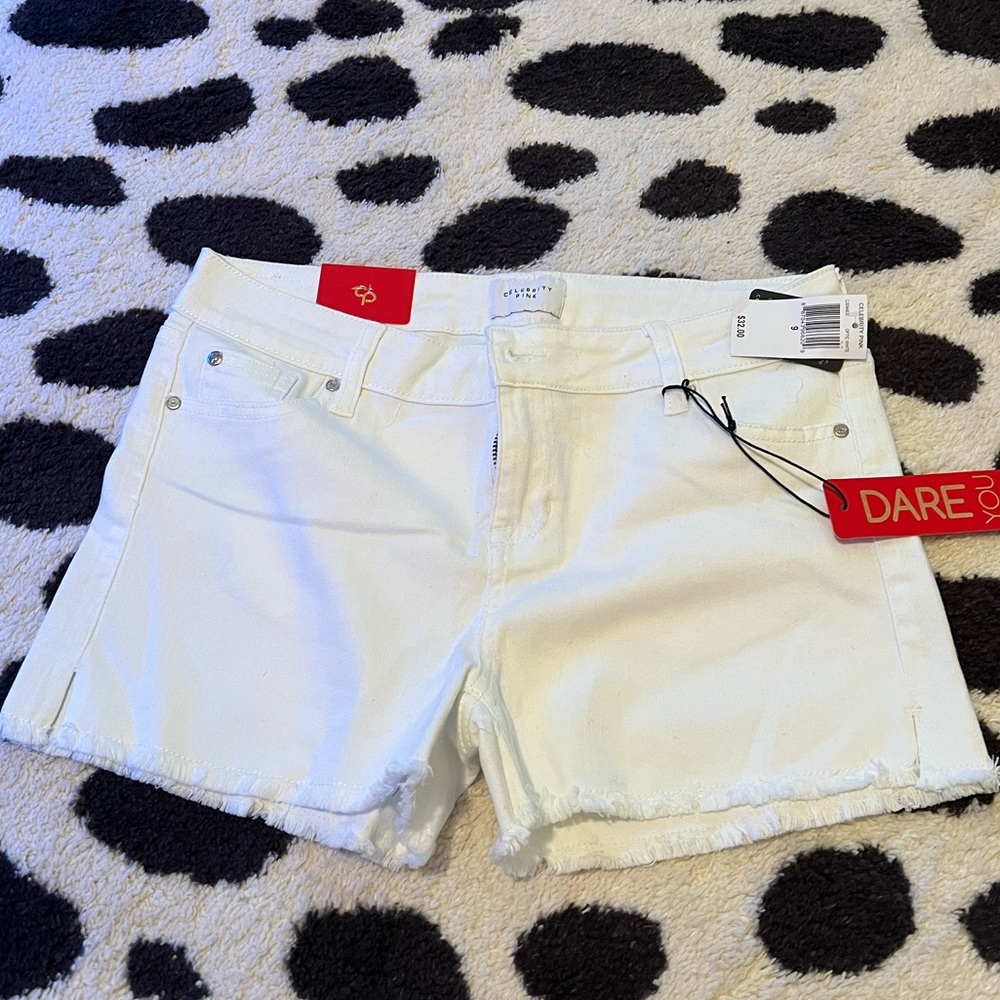 Womens white denim stretchy shorts